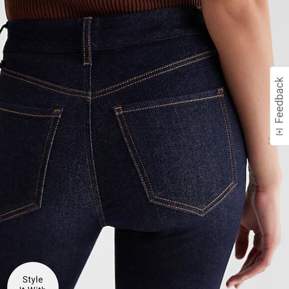 Express Skinny Jeans Leggings Dark Wash Size Large - Picture 3 of 16